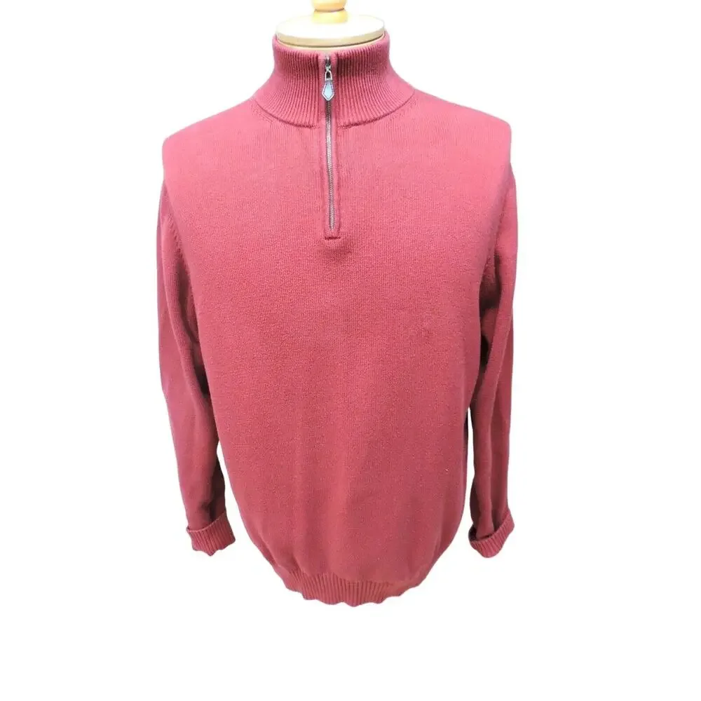 Brooks Brothers 346 Pima Cotton men's size Large sweater 1/4 zip burgundy